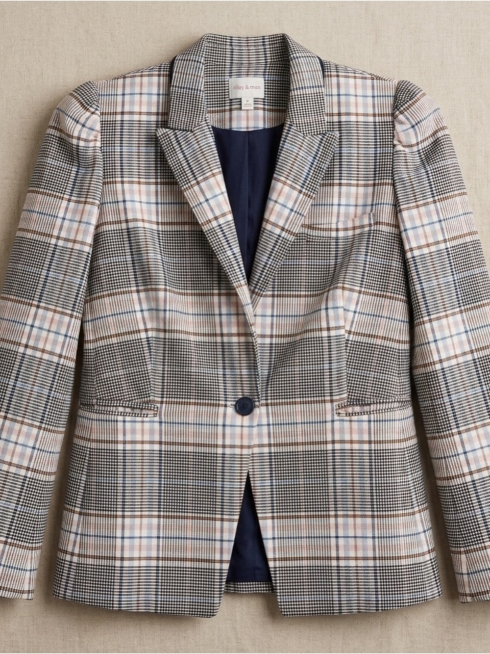 Women’s Plaid Single-Button Blazer Size 4 Riley and Rae - Picture 2 of 4